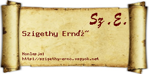 Szigethy Ernő névjegykártya